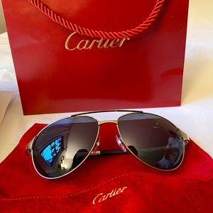 Cartier Sunglasses with Case and Bag. VINTAGE